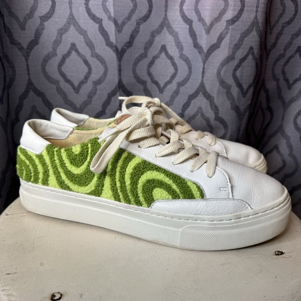 Soludos Ibiza Platform Psychedelic Spiral sneaker Size 10 Green Womens